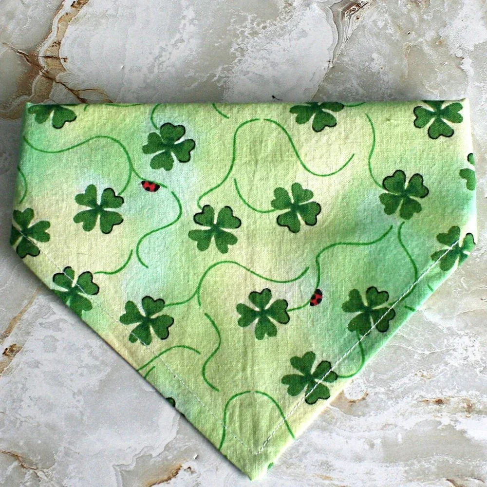 HAND CRAFTED Bandana St. Patrick's Day Tie Dye Ladybug Dog Pet Scarf Accessory